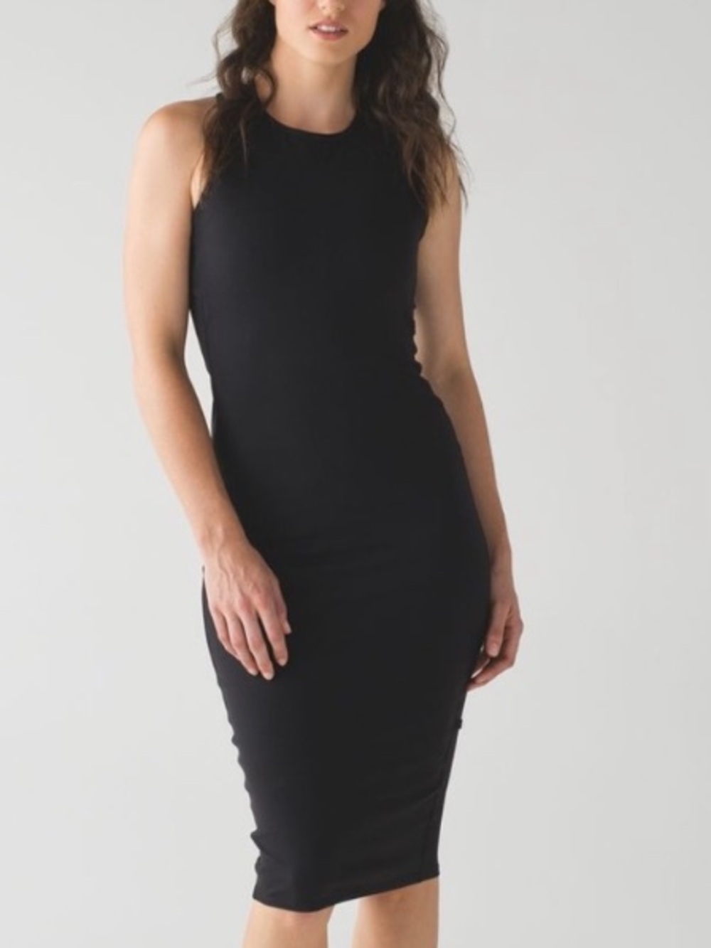 LULULEMON 4 Black Bodycon Picnic Play Midi Dress with Built In Bra